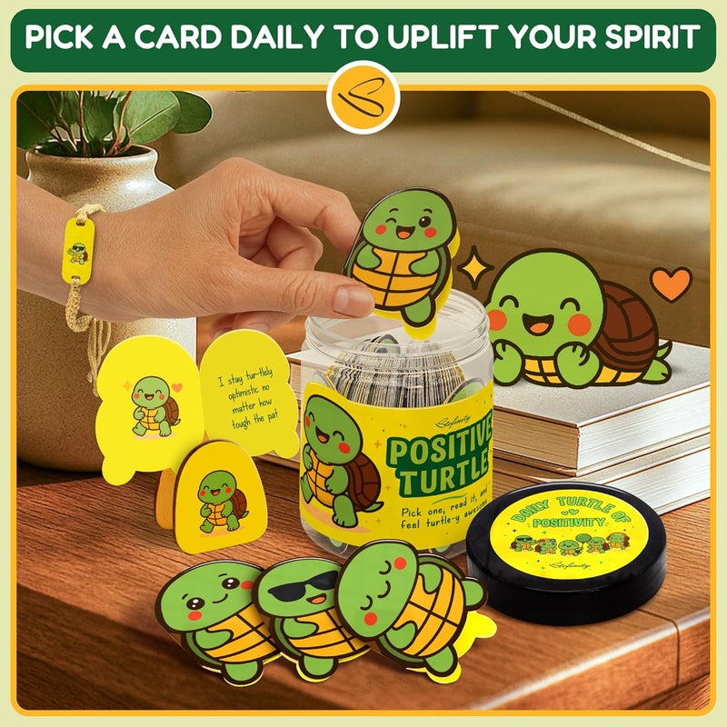 STOFINITY Positive Turtle Gifts For Women - Daily Affirmation Cards For Teen Girls Trendy Stuff, Cute Birthday Gifts For Women Coworkers, Funny Sea Turtle Decor For Desk Office, Christmas Turtles Card - Image 4